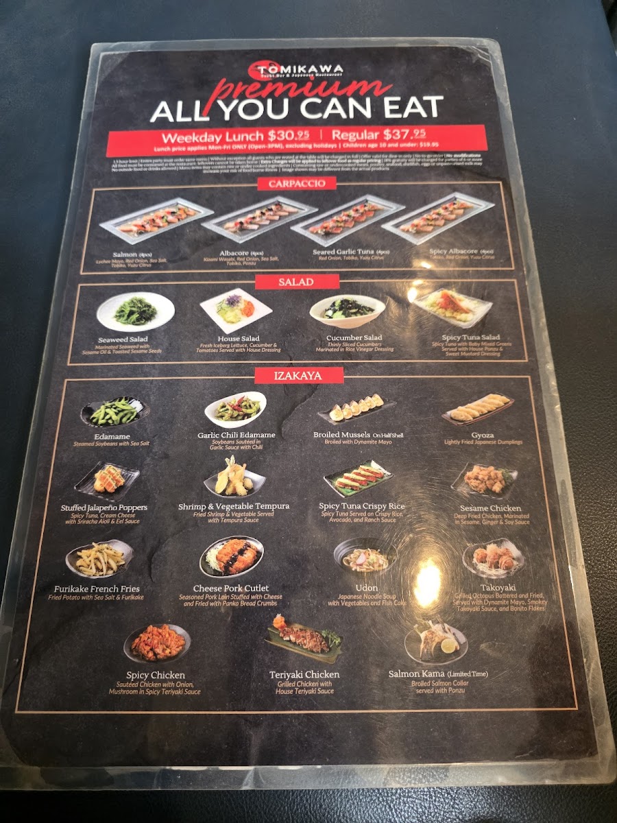 Tomikawa Sushi Bar Restaurant Menu - Image 5